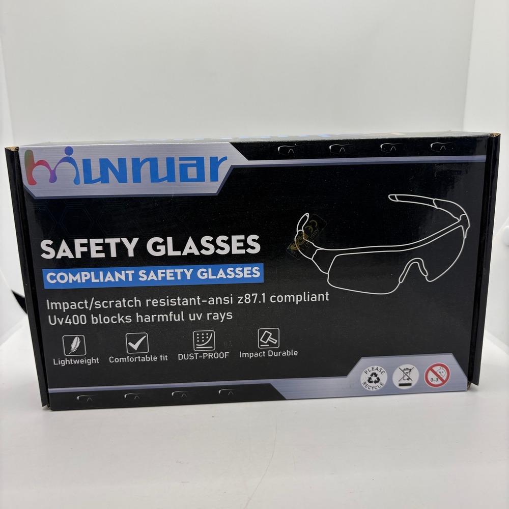 Hiwnuar Safety Glasses 3 Pack ANSI Z87.1 Impact Resistant UV400 Clear Lens